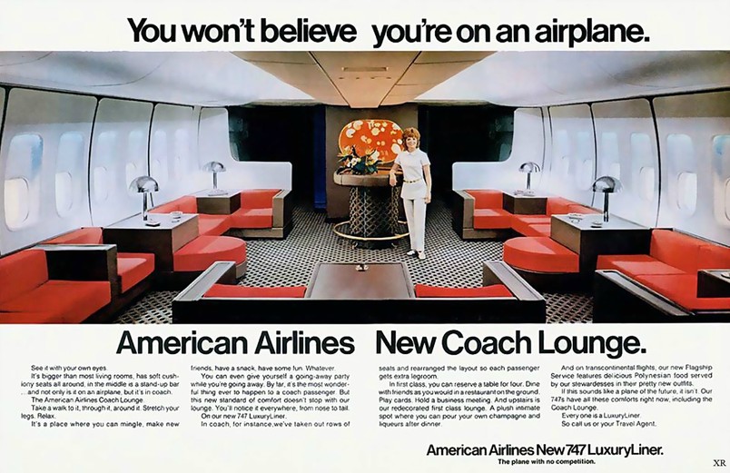  1971 American Airlines Coach Lounge on the Boeing 747 