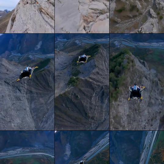Man flies through the air on a carpet.