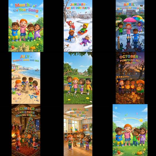 "12 Months Song 🎵 | Fun Sing-Along for Kids 🧣🥞🌼☔🎄"
