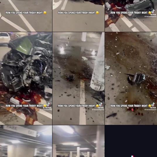 BMW vs concrete car park pillar