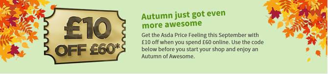 £10 off £60 spend using code from Asda Groceries