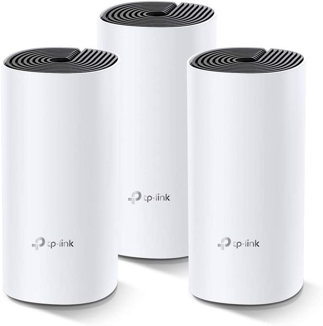 TP-Link Deco M4 3-pack whole house mesh WiFi system:  covers 4000 sq. ft , Qualcomm CPU, Dual-Band AC1200 + Gigabit Ports, Alexa compatible £74.98 from Amazon