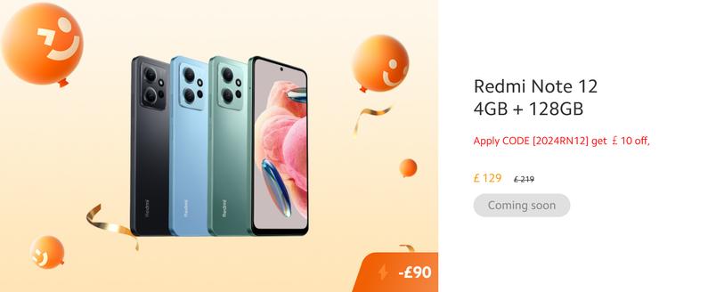 Xiaomi Redmi Note 12 4GB + 128GB (6.67" 120Hz AMOLED, Snapdragon 685, 50MP Camera, Dual SIM) £104