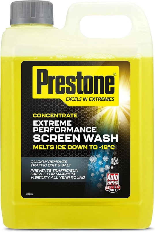 Preston 2.5L litres car screenwash for £4.50 - makes up to 50 litres, protects down to -18c