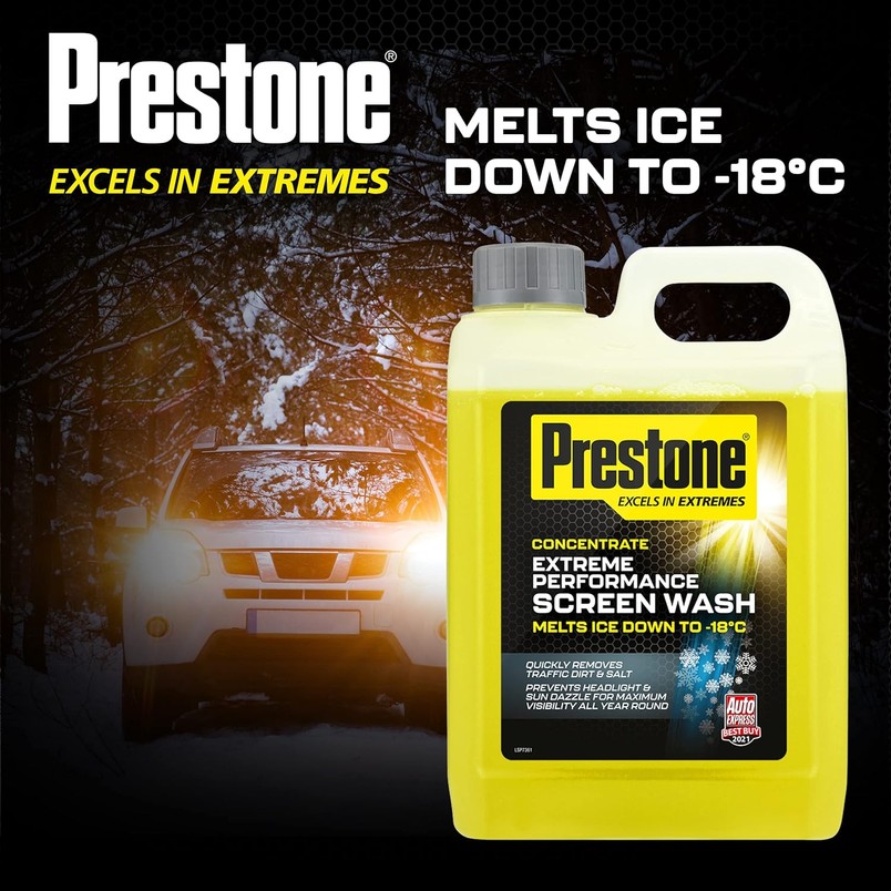 Preston 2.5L litres car screenwash for £4.50 - makes up to 50 litres, protects down to -18c