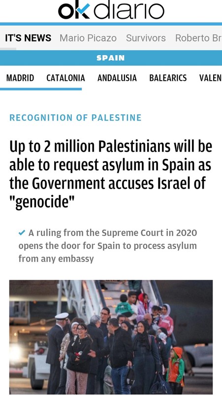 Spain accuses Israel of genocide opening their doors to 2 million Gaza refugees