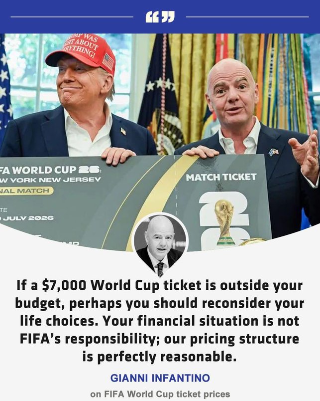 According to the USA and FIFA, if you don't want to drop $7,000 on a ticket to watch a 2026 World Cup game (or $11,000 for the final match),