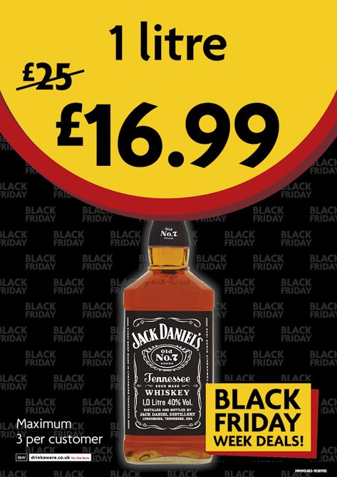 Jack Daniels 1 litre £16.99 from Morrisons