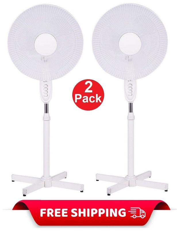 2 x 16" inch pedestal fans, 3 speed, floor standing, TWIN PACK £29.99 from pink-elephant/ebay