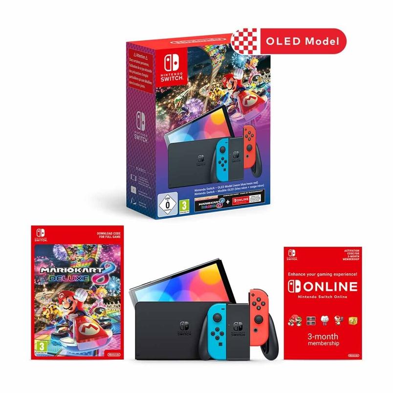 Nintendo Switch OLED Neon Red/Neon Blue + Mario Kart 8 Deluxe Bundle + 3 months NSO online £269.85 from ShopTo on eBay