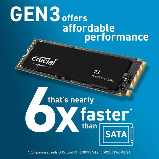 Crucial P3 SSD drive 4TB M.2 PCIe Gen3 NVMe  £153.74 from Amazon - up to 3500MB/s speed