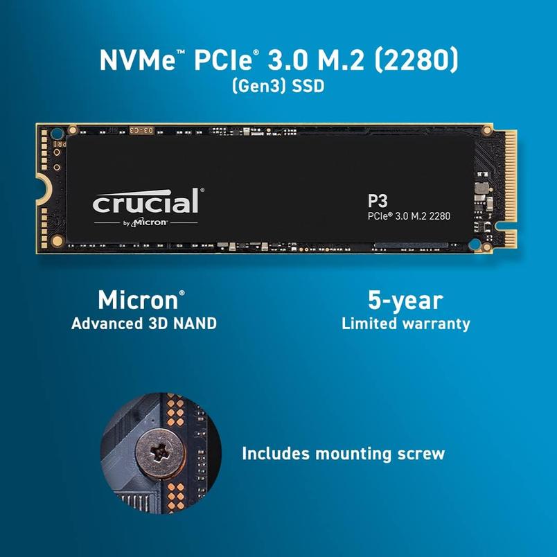 Crucial P3 SSD drive 4TB M.2 PCIe Gen3 NVMe  £153.74 from Amazon - up to 3500MB/s speed