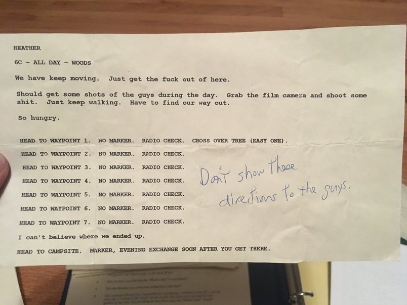 These are the movie studio notes from the The Blair Witch Project (1999) given to each actor. Posting them here to serve as a historical