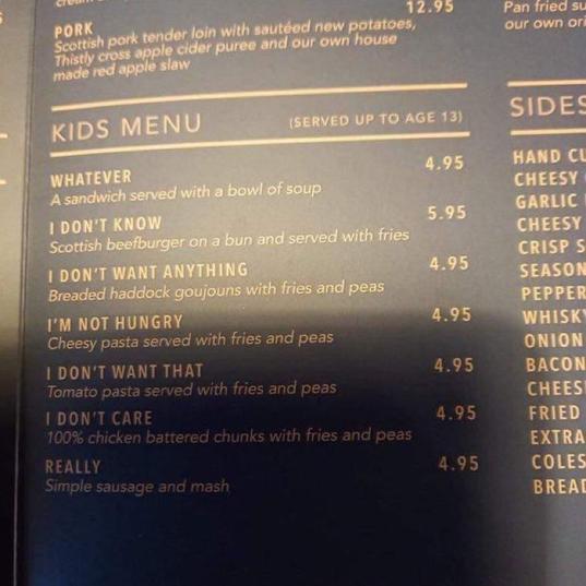 This is the best kids' menu I've ever seen