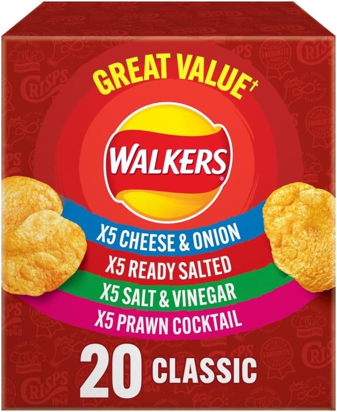 Walkers Classic Variety Multipack Crisps Box 20x25g £3.15 from Amazon