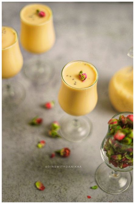 Mango Juice With Rose Syrup
