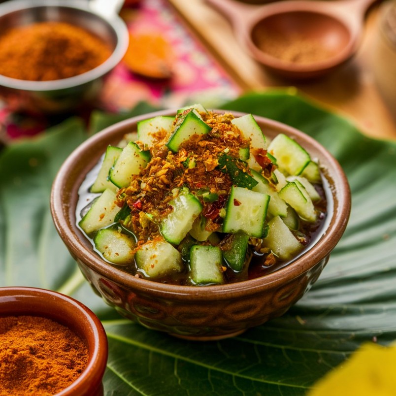 Delicious Spicy, Sweet and Sour Cucumber Chutney.