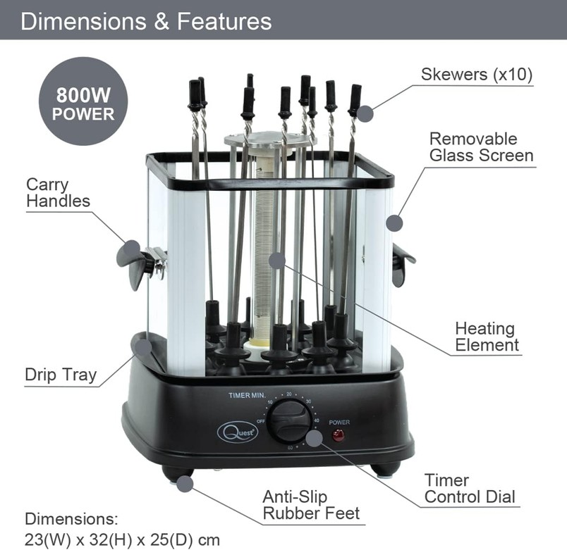 Quest 10 skewer electric kebab rotisserie grill £19.99 from Currys