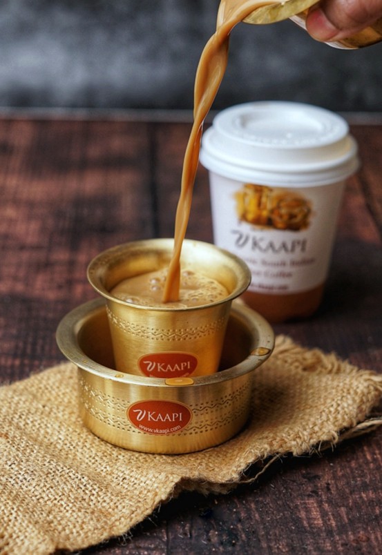 Kaapi, South Indian filter coffee is a traditional drink made from finely ground coffee beans mixed with chicory. Unlike instant coffee that