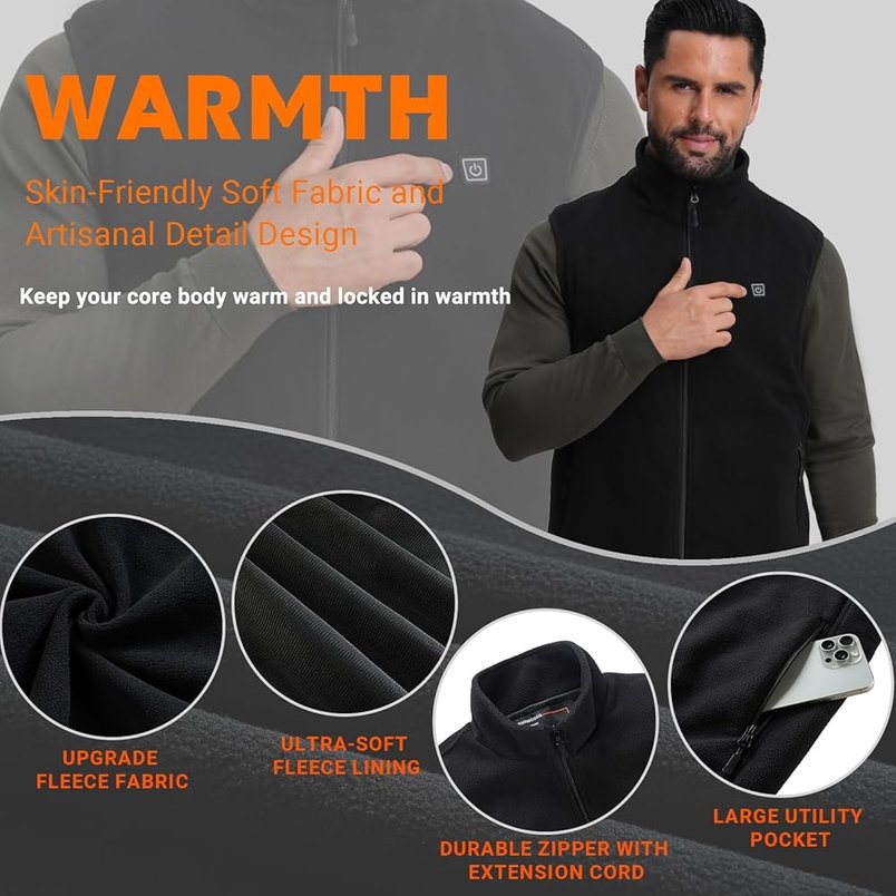 Heated Gilet for Men and Women with 3 Temperature Settings (Includes Power Bank)