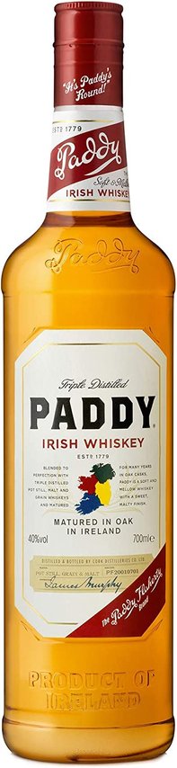 Paddy Irish whiskey 70cl £15 from Amazon