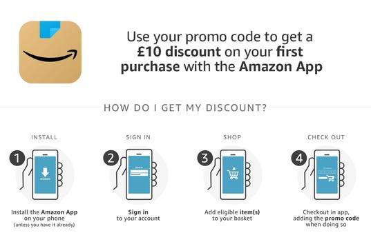 £10 off £25+ spend when you use the Amazon App for the first time