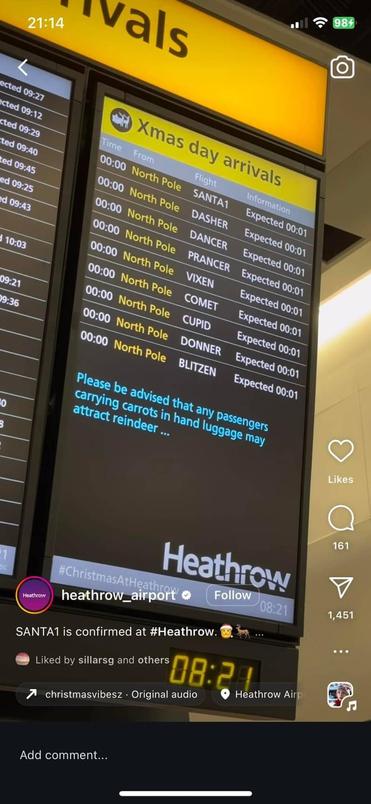 Meanwhile at London Heathrow... SANTA1 has arrived!