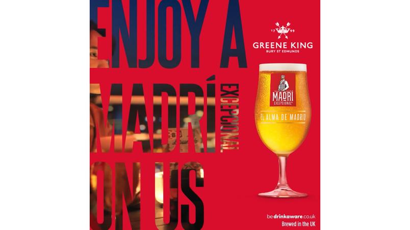 Free pint of Madri beer from Greene King pubs and restaurants
