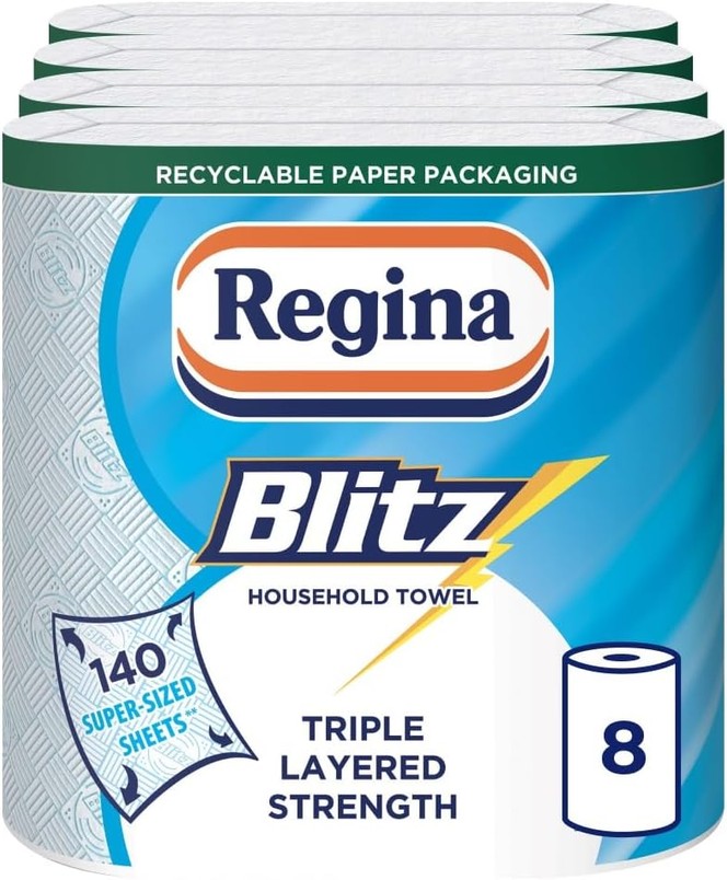 8 Rolls of Regina Blitz Kitchen Roll Towel, 560 Super-Sized Sheets £10.80 (S&S) from Amazon