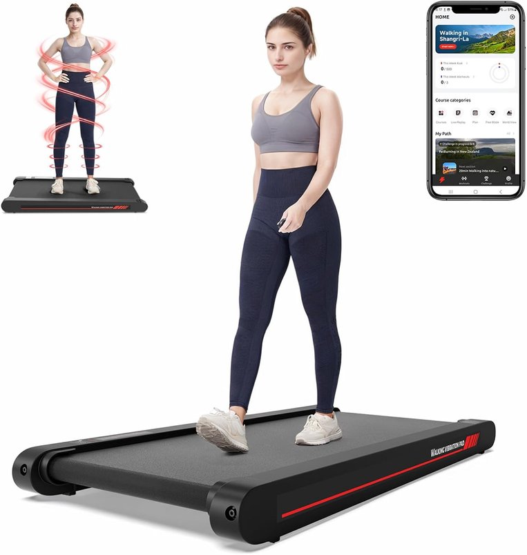 Perax 4-in-1 Vibration Walking Pad, Portable Under-Desk Treadmill £89.99