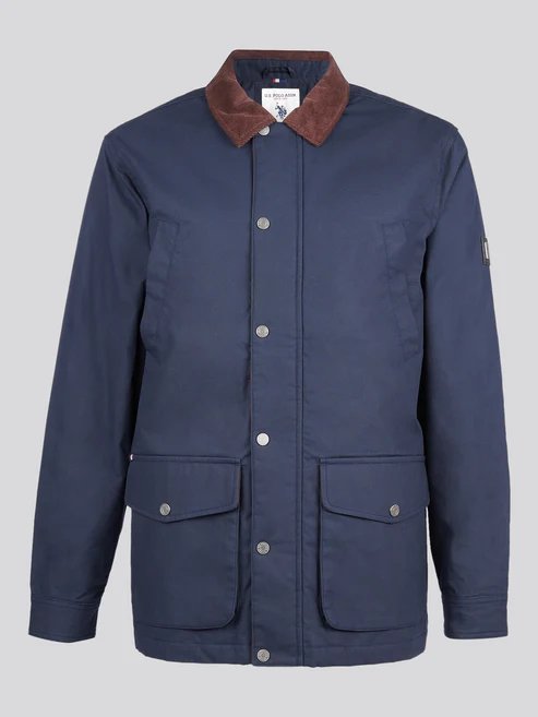 Men’s Canvas Country Collared Jacket in Dark Sapphire Navy – Half Price £100