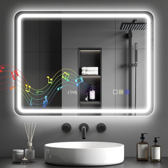 HOMCOM 600×800 mm Bluetooth LED Bathroom Mirror