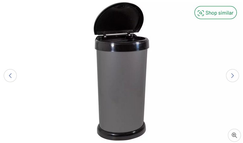 Moda 42 Litre Touch Top Bin - Grey - £15