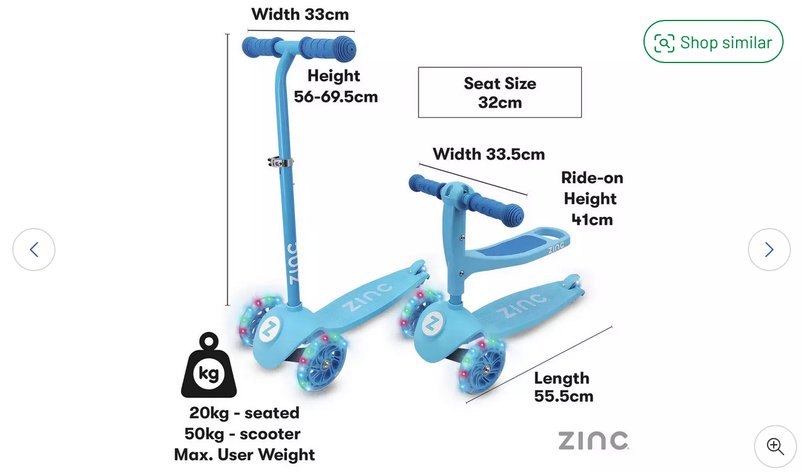 Zinc My First 3-in-1 Kids Light Up 3 Wheel Scooter - £17.50
