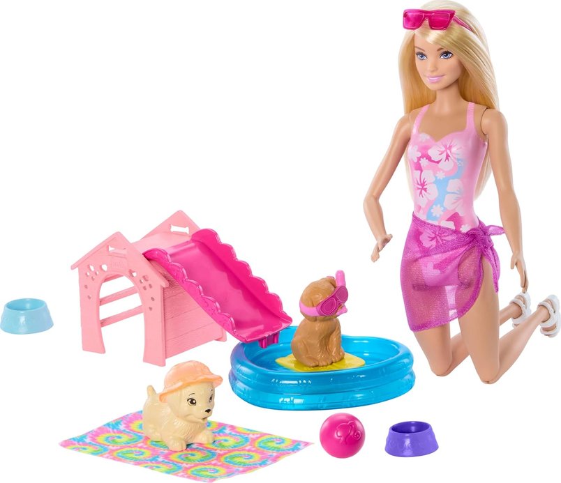 Barbie Puppy Pool Party Toy Playset with Fashion Doll for £6.89