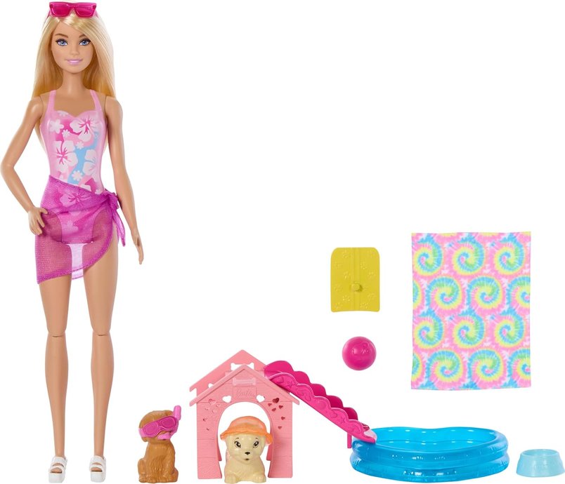 Barbie Puppy Pool Party Toy Playset with Fashion Doll for £6.89