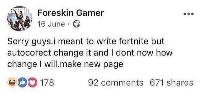 When autocorrect makes you a Foreskin Gamer#fortnite #gaming