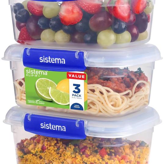 3 Sistema KLIP IT PLUS Leakproof Food Storage Containers for £6.49