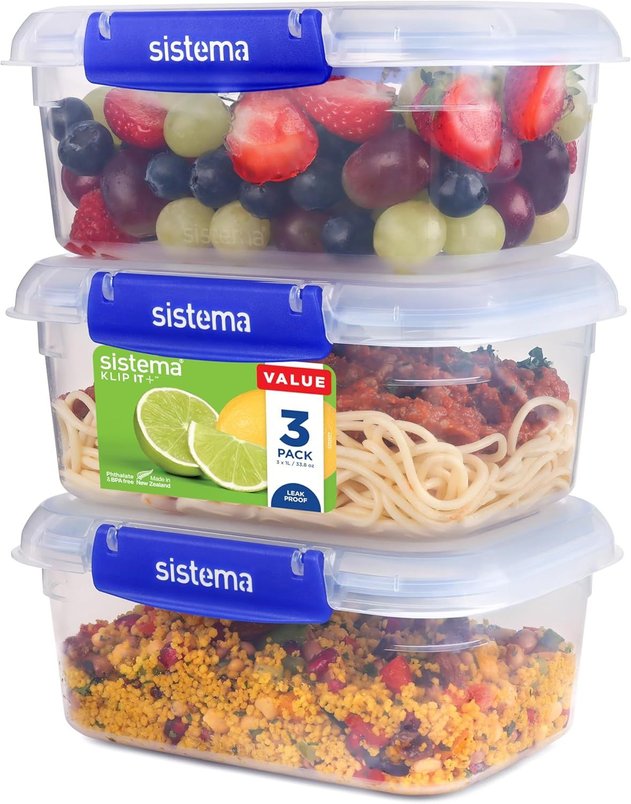 3 Sistema KLIP IT PLUS Leakproof Food Storage Containers for £6.49