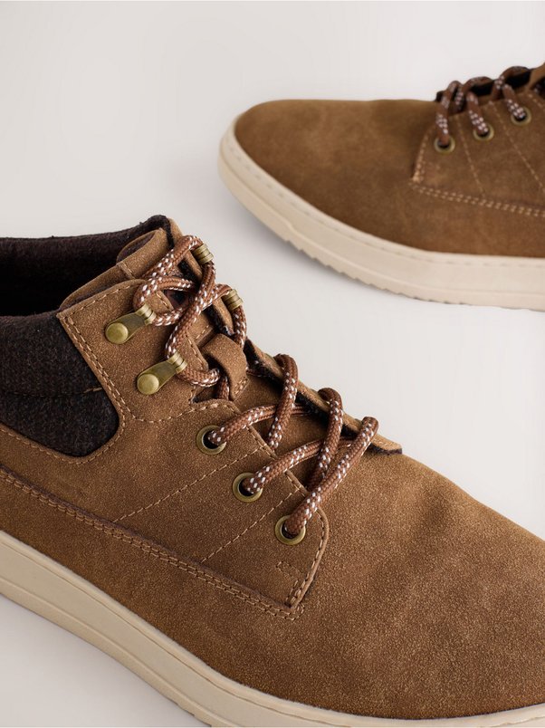Tan Brown Knitted Collar Ankle Boots for £15