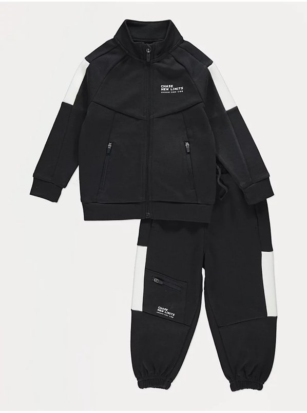 Black New Limits Zip Up Sweatshirt and Joggers Set for £7