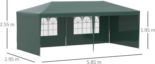 Outsunny 6x3m Party Tent Gazebo with Side Panels – Green for £53.50