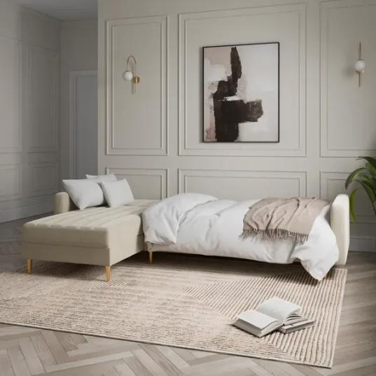 Kendall Quilted Velvet Clic Clac Storage Corner Sofa Bed for £479.20
