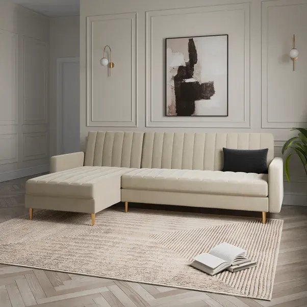 Kendall Quilted Velvet Clic Clac Storage Corner Sofa Bed for £479.20