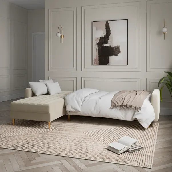 Kendall Quilted Velvet Clic Clac Storage Corner Sofa Bed for £479.20