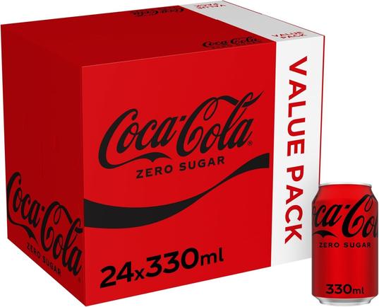 Coca-Cola Zero Sugar Soft Drink Cans, 24 x 330 ml (£6.65 / £5.85 Subscribe &amp; Save)