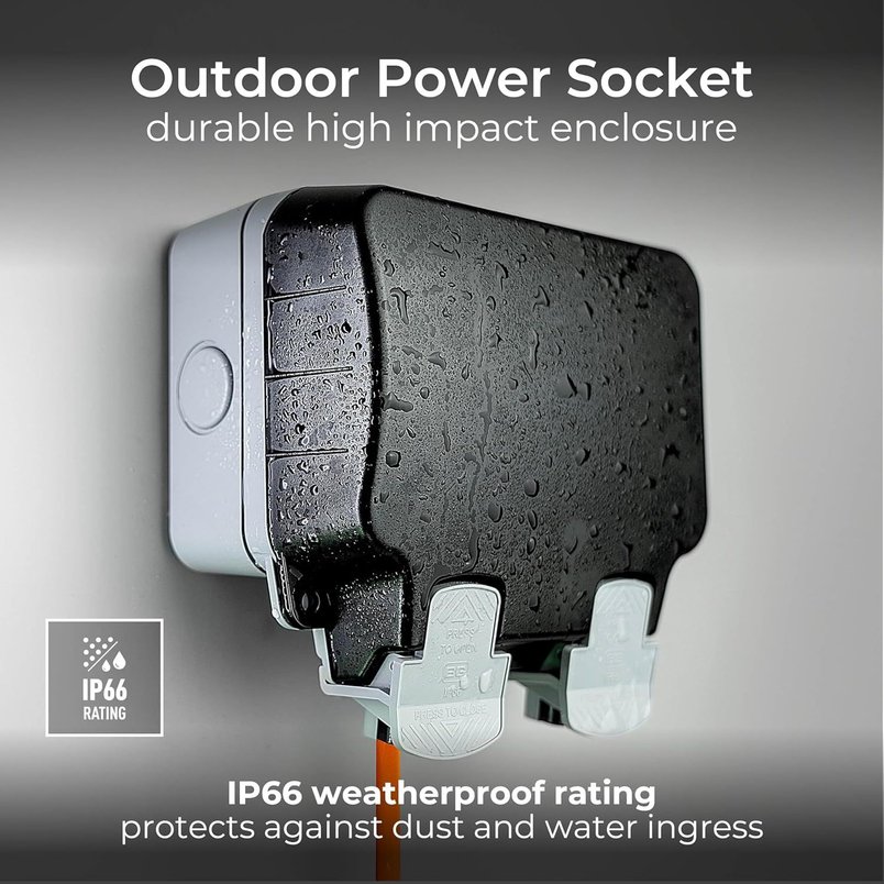 BG Electrical WP22 Outdoor Double Socket – IP66 Weatherproof, 13A for £8.39