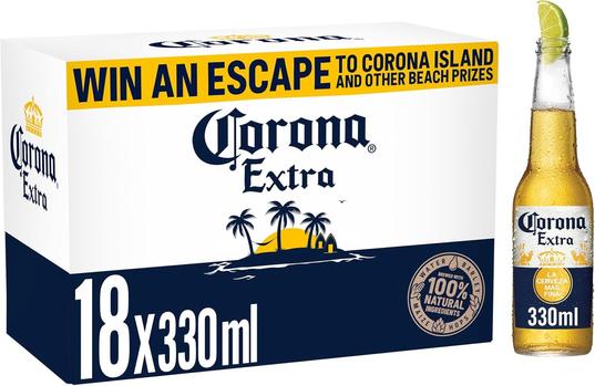 Corona Extra Lager Beer Bottle, 18 x 330ml for £10