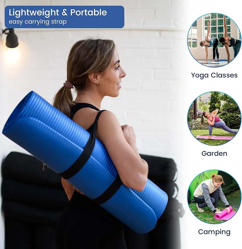 Soul Smart 10MM NBR Yoga Mat with Carry Strap for Gym & Home Workout for £2