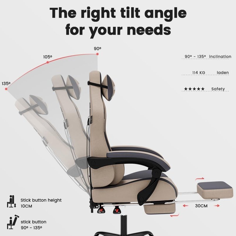 Ergonomic gaming chair with massage and footrest for £59.99